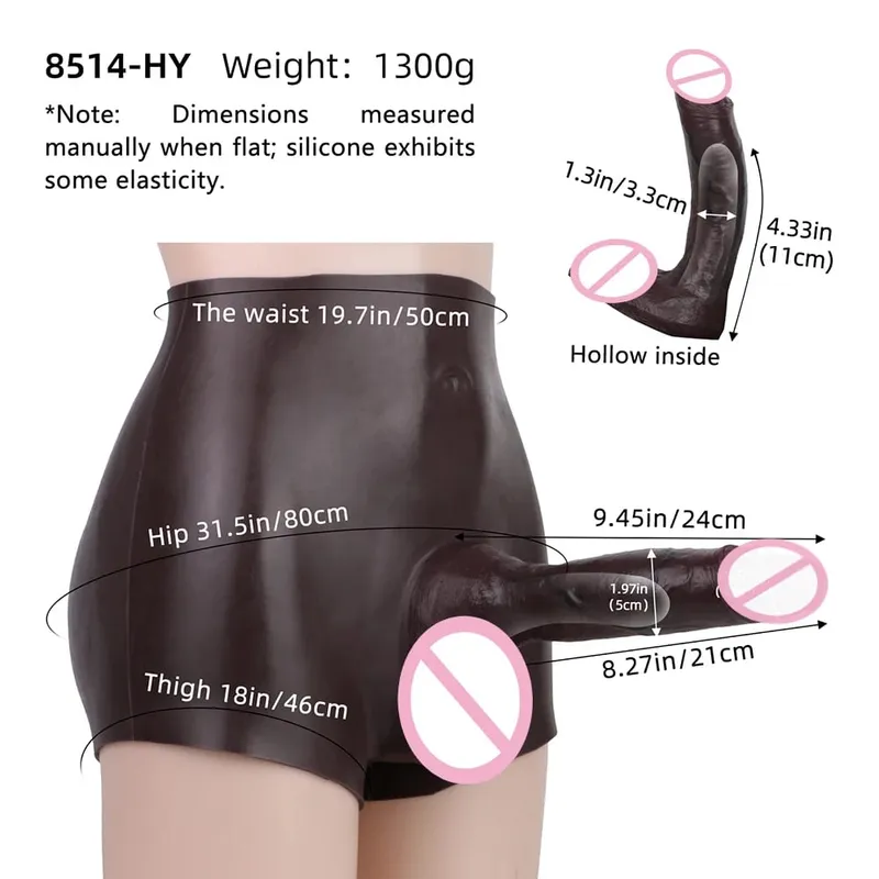 Ultra Realistic Hollow Dildo Panties Silicone Briefs Strapon Penis Extend Sleeve Pants Sex Toys For Men Dick Enlargement