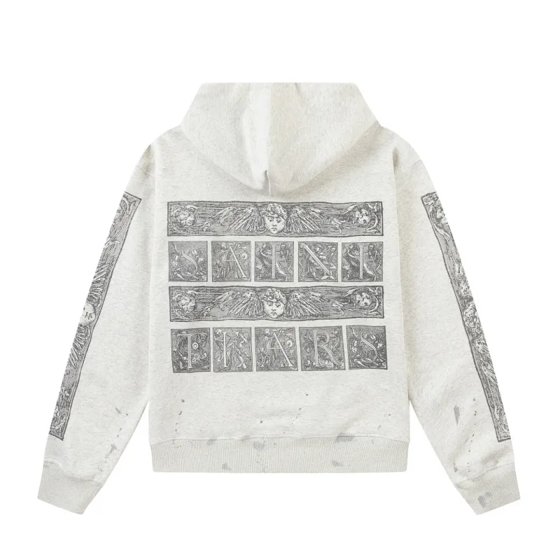 24FW SAINT Vintage Angel Printed Distressed Women Men Hooded Sweatshirt Hoodies Oversized Men Casual Cotton Pullover Hoodie — image 59