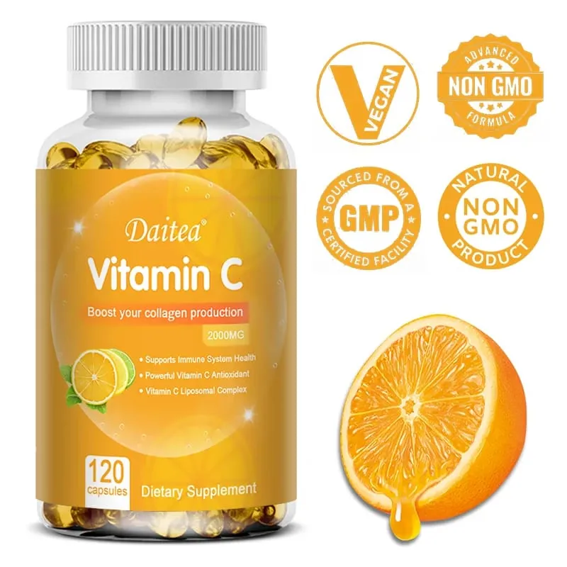C-vitamin kapszula - 2000mg elősegíti a kollagéntermelést, támogatja a bőrt és az immunrendszer egészségét Erőteljes antioxidáns 120 kapszula — image 1