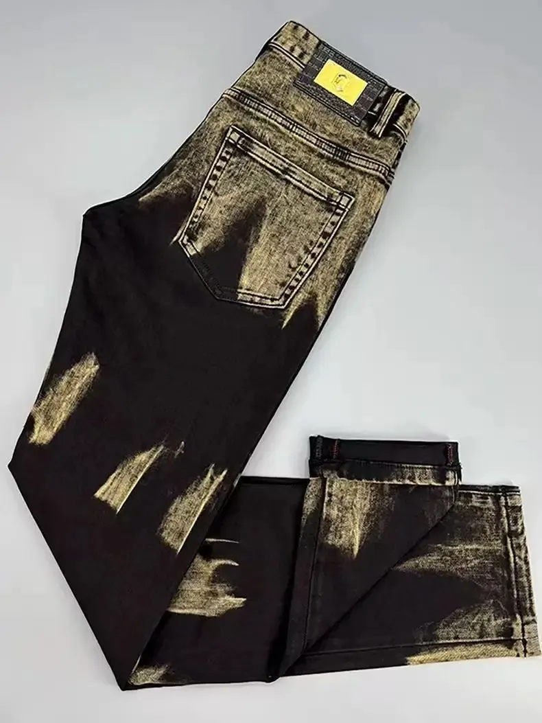 Υψηλής ποιότητας American Retro Men Jeans φθινοπωρινό νέο μικρο-ελαστικό δημοφιλές, ανθεκτικό στη φθορά λεπτό ίσιο παντελόνι — image 4