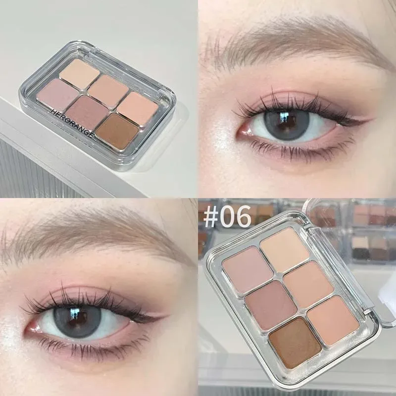 Grey Rose Shimmer Matte Eyeshadow Palette 6 Colors Glitter Earth Color Χαμηλού κορεσμού Pigment σκιών ματιών μακράς διαρκείας Καλλυντικά