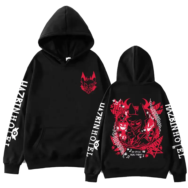 Anime Hazbin Hotel Alastor Printed Hoodies Y2K Men Women Casual Goth Hoodie Soft Thick Fleece Hooded Sweatshirt Loose Street Top — image 1