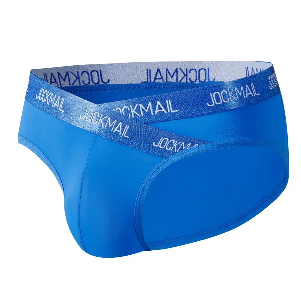 Jockmail Mens Underwear Low Waist Sexy Letter Sports Breathable Summer Ice Silk Briefs Malaking Bag Nylon Solid na Kulay na Panti ng Lalaki — image 1