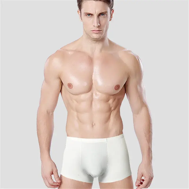 Sem costura boxers de seda gelo masculino cor sólida cuecas masculinas ultra-fino sexy roupa interior verão legal tronco shorts