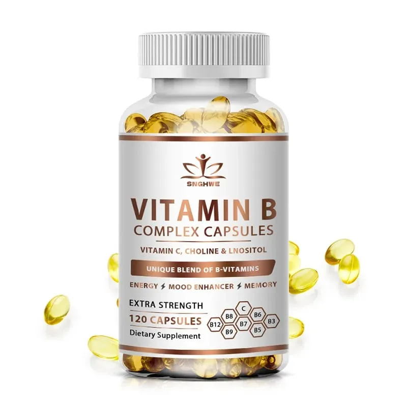 תוספי ויטמין B-Complex (B1 B2 B3 B5 B6 B12 חומצה פולית וביוטין) מקלים על מתח שיפור מערכת החיסון עצמות ושיניים חזקות