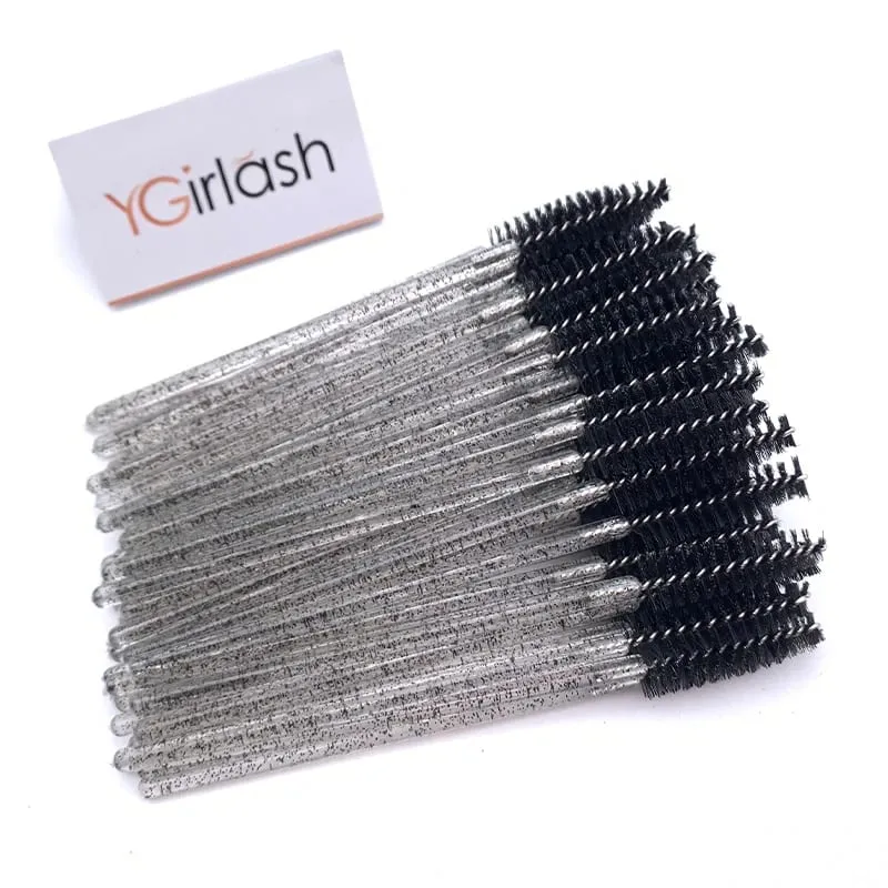 YGirlash 50 יחידות Lash Swans מוליך ריסים קריסטל ידית יהלום חד פעמית שרביטי מסקרה ניילון מברשת כלים קוסמטיים — image 8