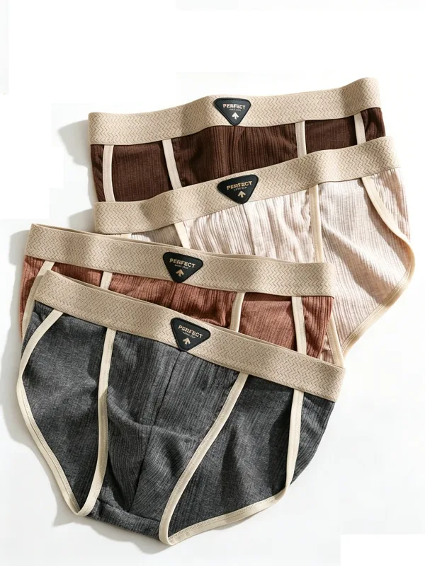 4 pçs/set cuecas de algodão masculino moda u convexo bolsa roupa interior macio respirável mid rise triângulo calcinha plus size L-4XL — image 7