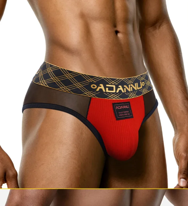 Luxury Ice Silk Men's Underwear with Gold Thread Embroidery Waistband Ultra-Thin Transparent Mesh Quick-drying Briefs for Men — image 15