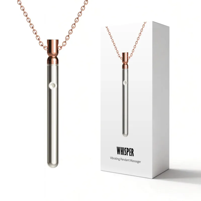 Necklace Bullet Vibrators Rechargeable Portable Stainless Steel Sliver Vibrating Pendant Massager Discreet Sex Toys For Women
