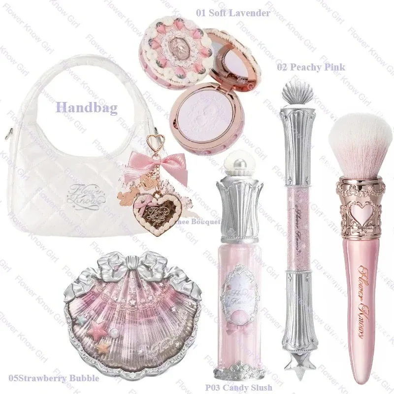 Makeup Flower Knows Shell's Jewel Mermaid Glow Set Eyeshadow Palette Blush Lip Gloss Τσάντα μακιγιάζ Matte Glow Shimmer Primer Kit — image 14