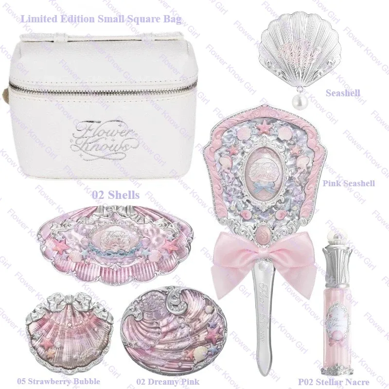 Makeup Flower Knows Shell's Jewel Mermaid Glow Set Eyeshadow Palette Blush Lip Gloss Τσάντα μακιγιάζ Matte Glow Shimmer Primer Kit — image 10