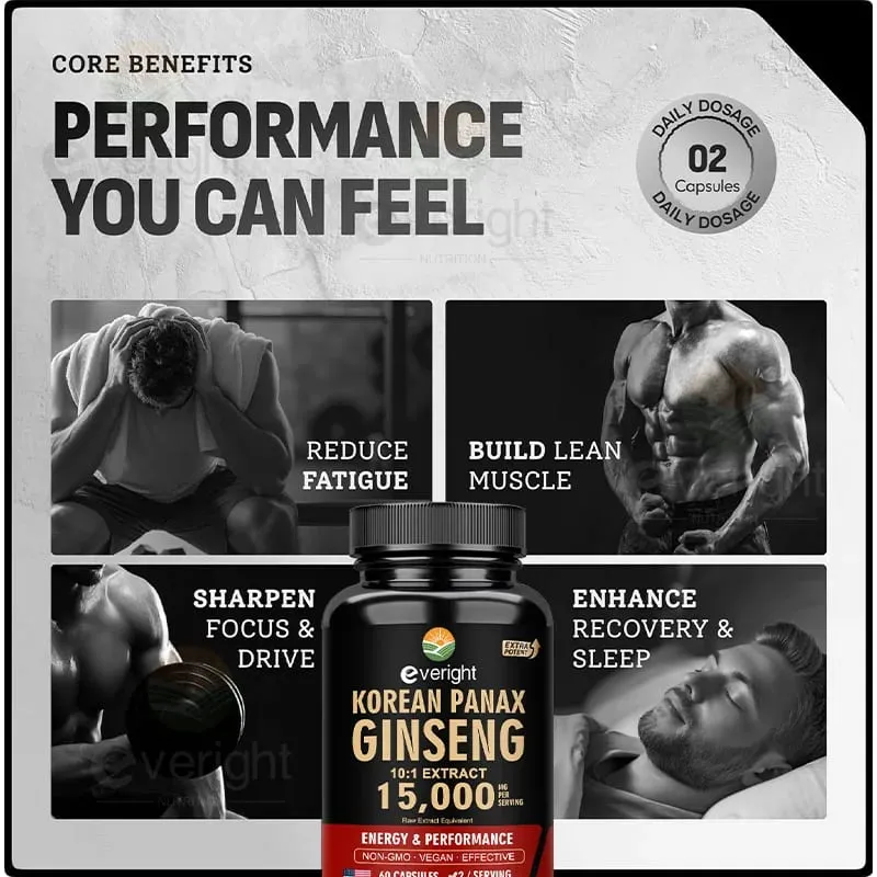 Red Korean Ginseng for Men’s Vitality & Performance – 10:1 Extra Strength Extract for Energy Focus & Productivity – Natural Ve — image 3