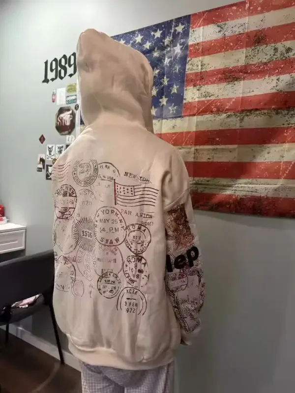 Sweatshirt Jacka Dragkedja Luvtröja Aprikostryck Bokstäver Tecknad Mode Multifunktionell Retro Y2K High Street Herr och Dam — image 4