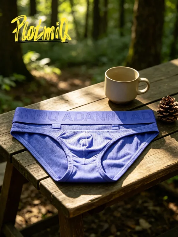 1PCS Mens Ribbed Bikini Briefs Monochrome Logo Wide Waistband Vertical Stripe Fabric 3D Pouch Low Rise Male Underwear — image 10