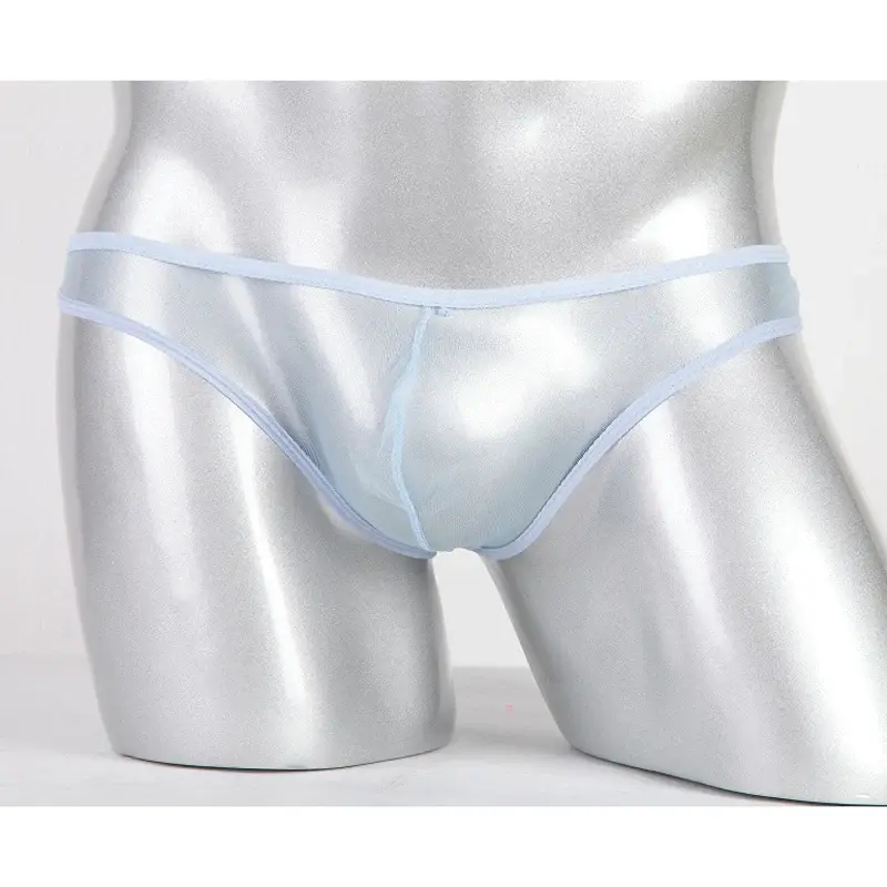 Men's Large Size Low Waist Mesh Briefs, Ultrathin Transparent Underwear, with U Convex Bag, Various Colors Available — image 14