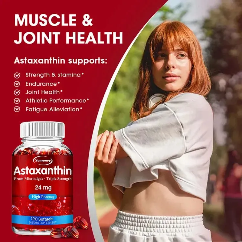 Astaxanthin 24mg - Promotes Cardiovascular Health & Accelerates Metabolism Supporting Eye Joint & Skin Health