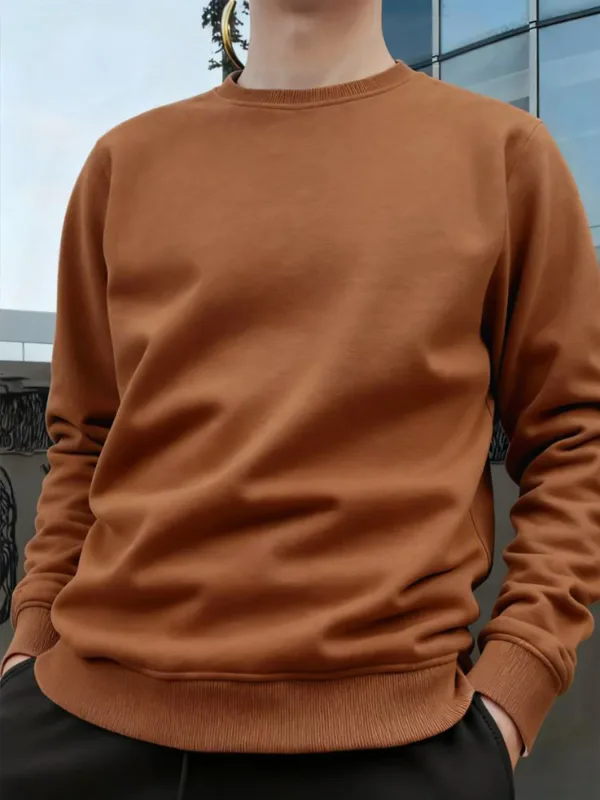 Men's Crew Neck Pullover Solid Color Large Sweatshirts Spring Autumn Outdoor Jogging Tops Men Casual Hoodies Streetwear — image 6