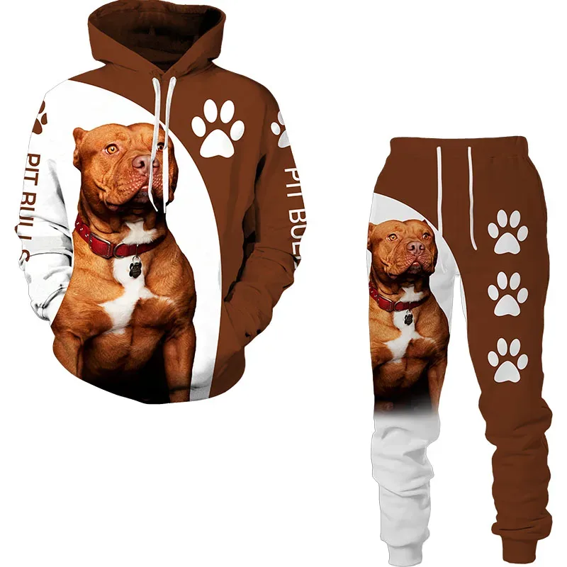Funny Dog Animal 3D Printed Hoodie Suit Men Autumn Casual Sweatshirts Sweatpants Fashion Two Piece Tracksuit Set Men's Clothing — image 3