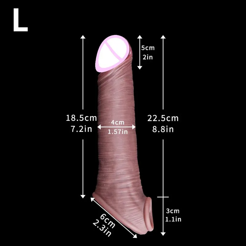 Realistic Reusable Penis Sleeve Thin Silicone Holster With Anti-snap Ring Cock Enlargement Extender For Men Delay Ejaculation