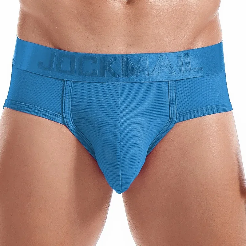 Jockmail Mens Underwear Briefs Mesh Breathable Sports Fitness Shorts Solid Color Sexy Low-rise Lingeries for Extreme Panties — image 33