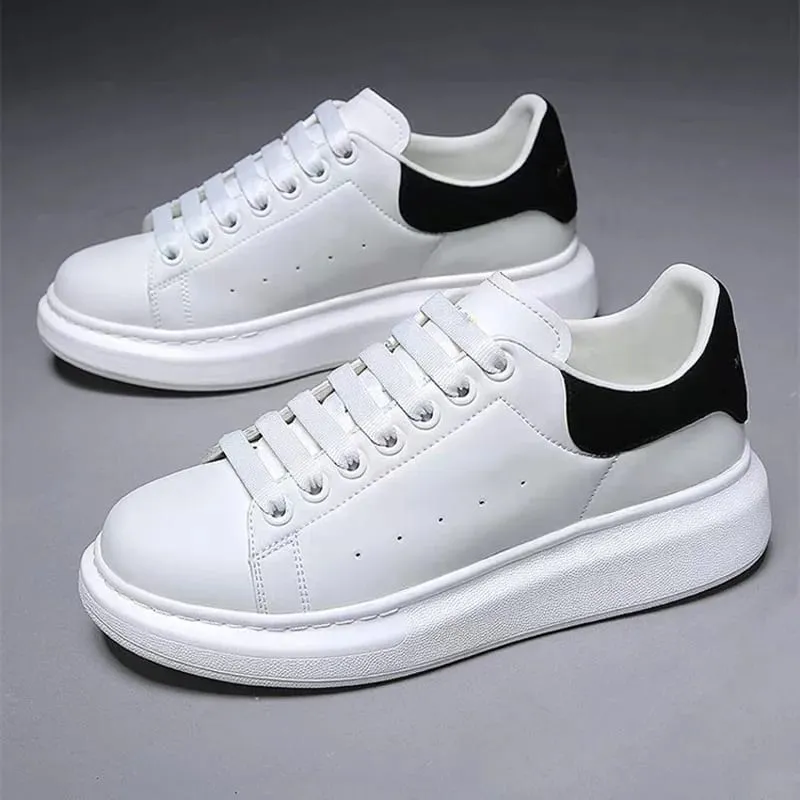 Fehér vulkanizált tornacipők Férfi Lapos Kényelmes Cipők Fűzős Zapatillas Hombre Női Alkalmi tornacipők Nagy 35-45 — image 4