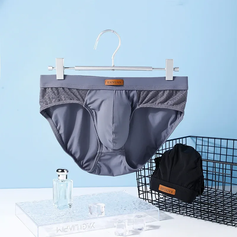 Men's Summer Ice Silk Mesh Briefs Quick Dry U-Pouch Separated Crotch Breathable Underwear Triangle Design for Comfort — image 16