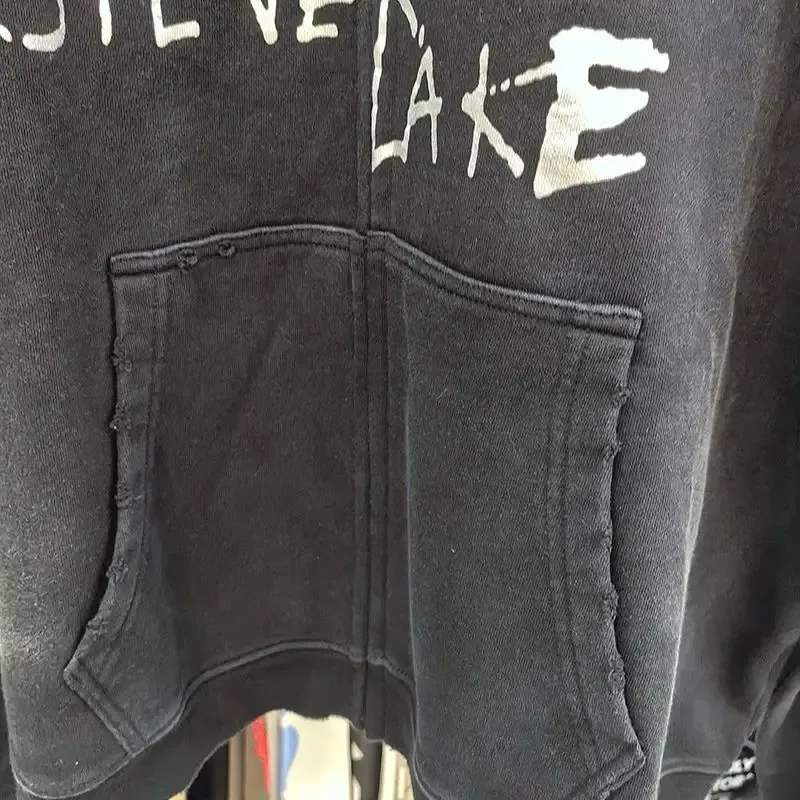 Hoodies PALY Bersaiz Besar Baru Lelaki Wanita Dicuci Hitam Rosak Kualiti Terbaik Kasual Vintage Cardigan Zip Sweatshirt