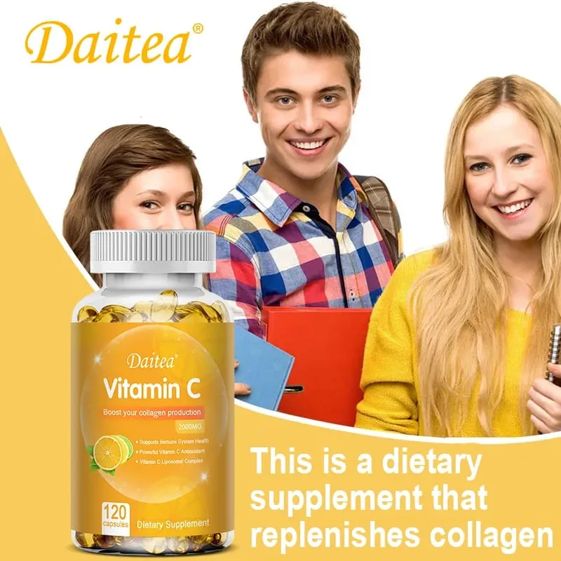 C-vitamin kapszula - 2000mg elősegíti a kollagéntermelést, támogatja a bőrt és az immunrendszer egészségét Erőteljes antioxidáns 120 kapszula — image 4