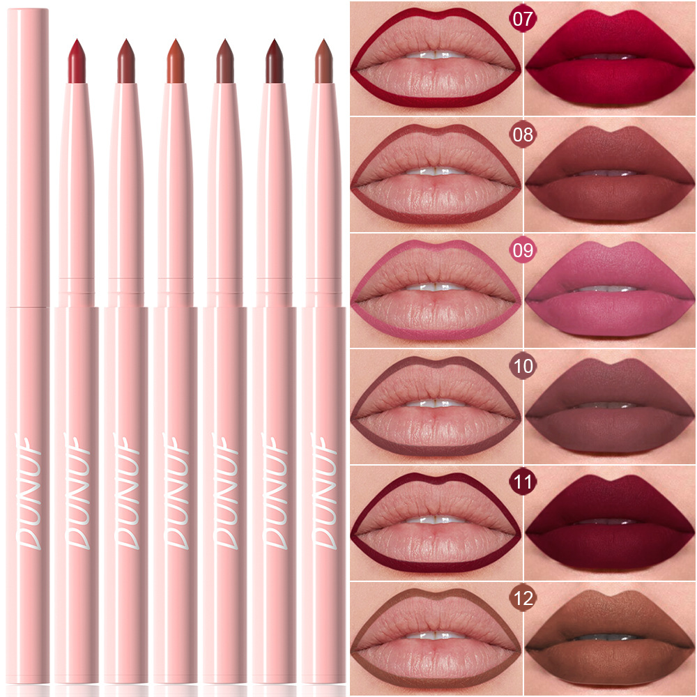 6db matt ajakrúzs szett Nude Brown Smooth Rose Red pigmentált hosszantartó forgatható rúzsceruza készlet a sima felületért — image 8