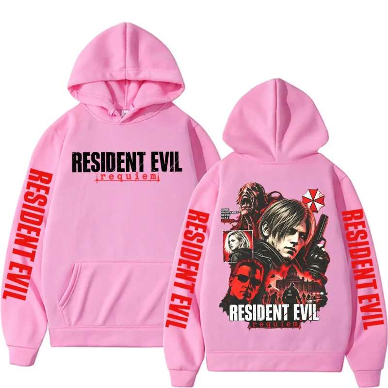 Leon Kennedy Resident Evil Requiem Merch Sweatshirt Mga Lalaki Babae Kaswal na Mataas na Kalidad ng Fleece Hoodie Harajuku Classic Gothic Hoodies — image 10