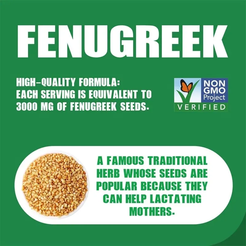 Fenugreek 3000MG - Suitable for Breastfeeding Mothers Breast Development Improved Circulation - Rich in Protein and Vitamins
