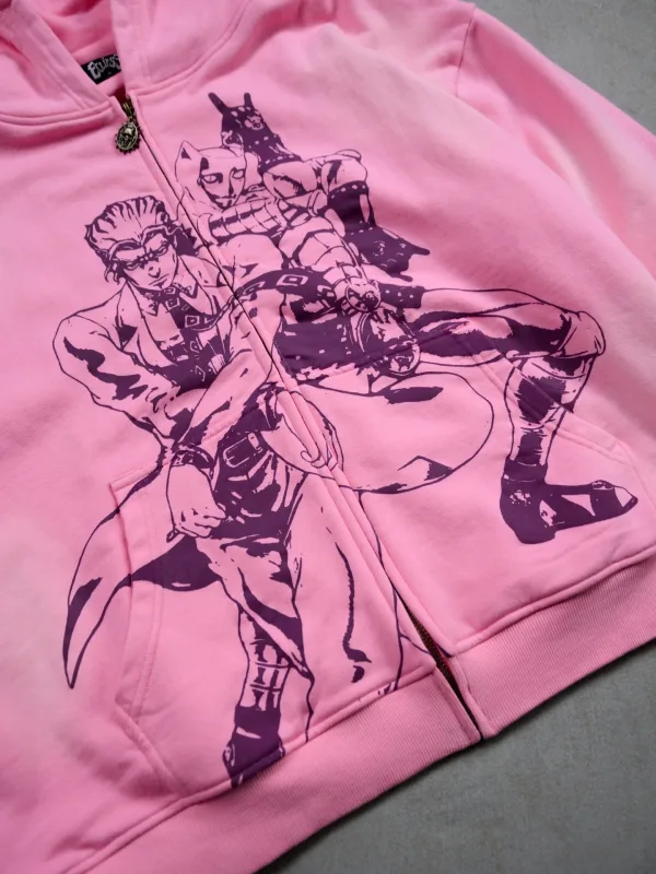 Hoodies Harajuku Oversized Mens Womens Jojo Bizarre Splicing Embroidery Zip Up Hoodie Hip Hop Couples Y2k Street Sweatshirt — image 10