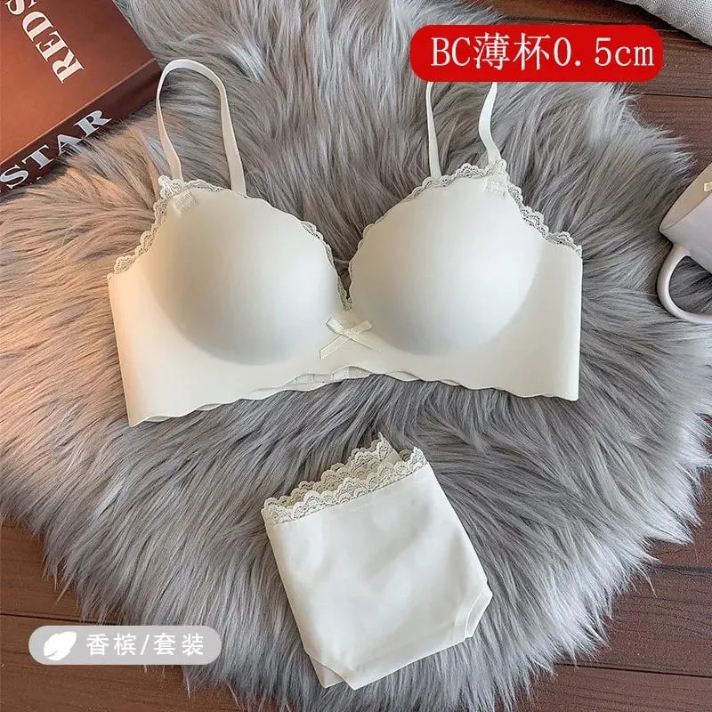セクシーNői vezeték nélküli varrat nélküli melltartó szett egyrészes Push-Up melltartó, kis melltartó, oldalt támasztó megereszkedésgátló puha női intim fehérnemű — image 14