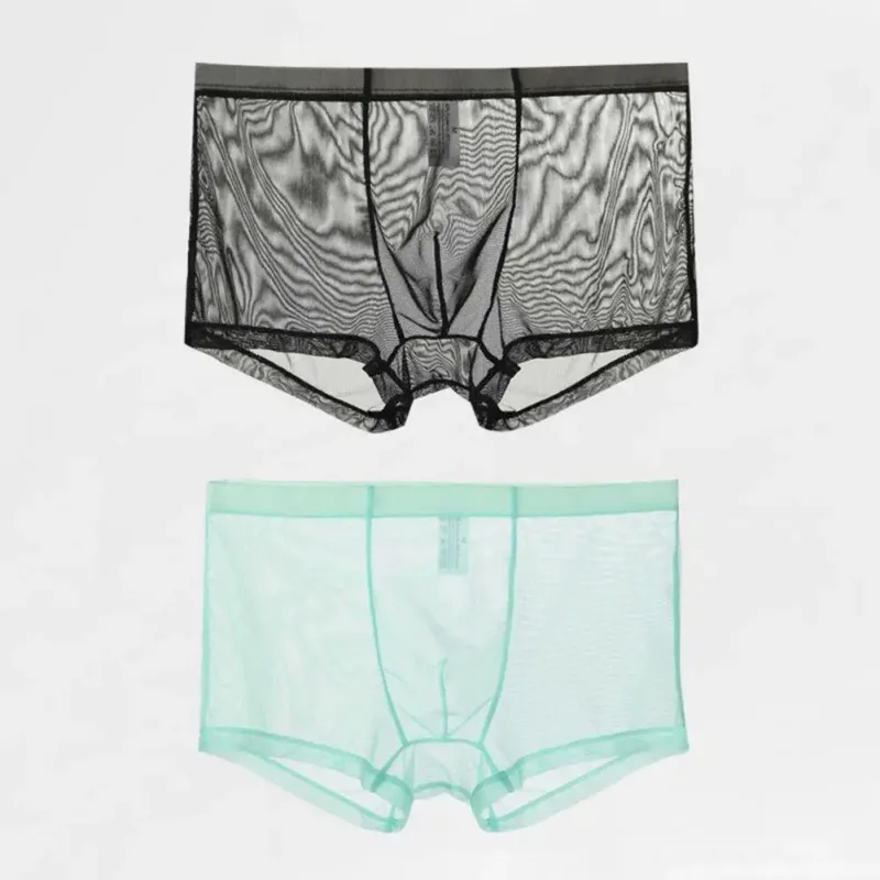 Genomskinliga boxershorts för män genomskinlig manliga kalsonger Sexiga Mesh Låg midja Is Silke Tunn Kylning Herr Trosor Herr Underkläder — image 21