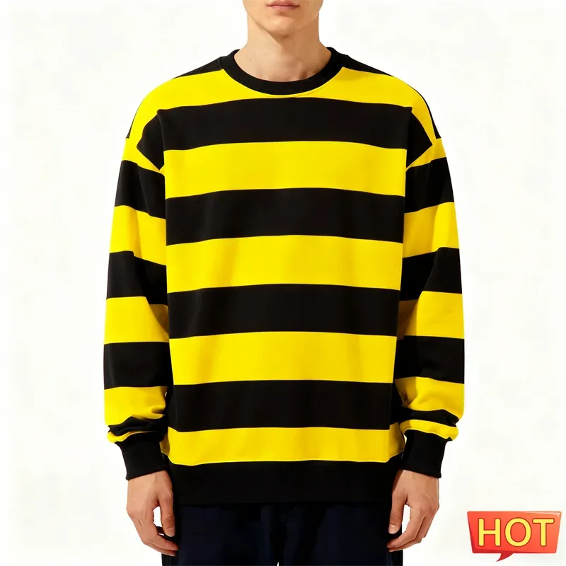 Enkla randiga grafiska tröjor för män Mode trendiga långärmade 3D-tryckta fula sweatshirts Casual överdimensionerade tröjor Toppar — image 6