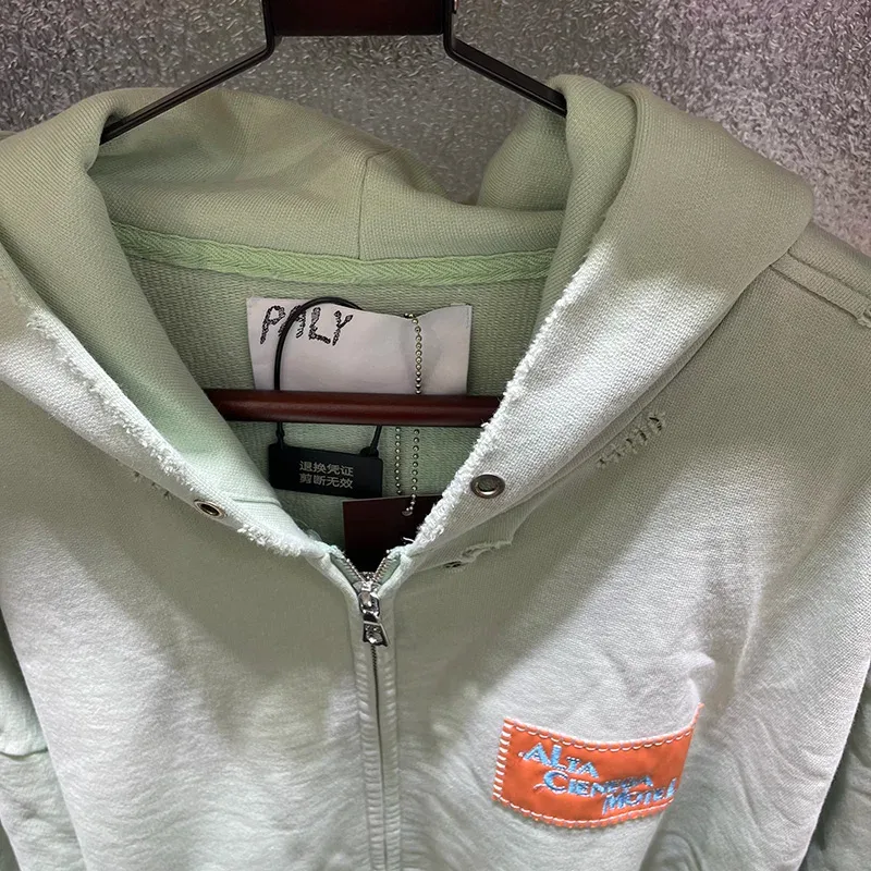 Washed Graffiti PALY Hoodies Men Woman Vintage Damaged Hole Old New Autumn Winter Zipper Hooded Pullovers Sweatshirts — image 10