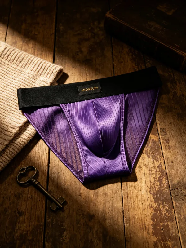 3PCS Men's 3D Pouch Briefs Vertical Stripe Satin Mesh Combo High Elastic Waist Simple Fashion Home Daily Underwear — image 12
