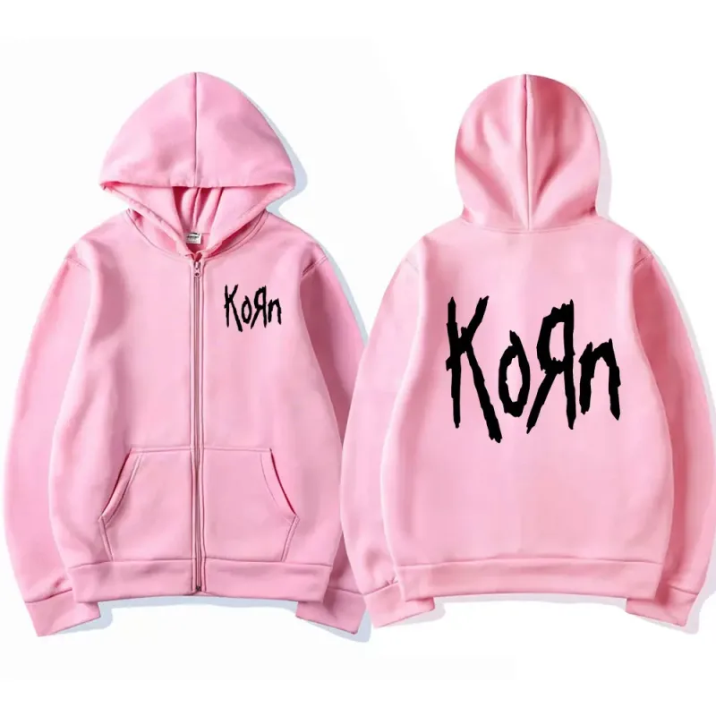 Korn rock band carta logotipo zíper hoodie masculino metal gótico vintage oversized zip up hoodies streetwear punk camisolas jaquetas — image 8