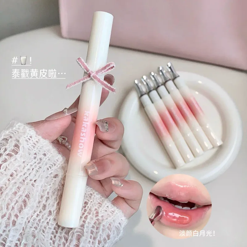 Kakashow Mirror Hydrating Lipstick (Iron Brush Tip) Gel Lip Gloss Hydrating Lip Gloss in 6 Natural Nude Shades Cosmetics