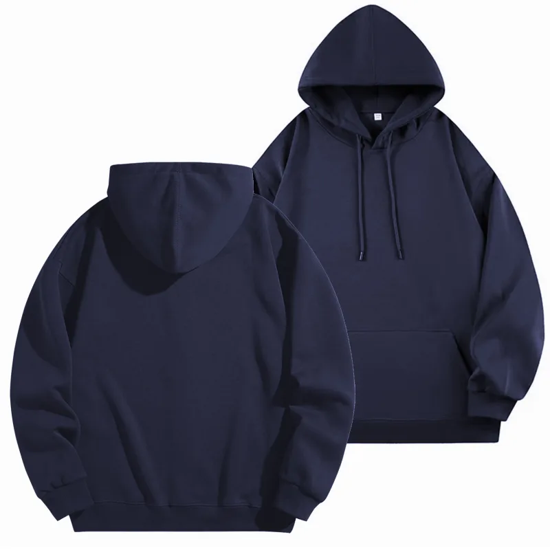 Diy logotipo personalizado preto moletom com capuz puro algodão de manga comprida pulôver casual topo para homem e mulher outono inverno moda — image 14
