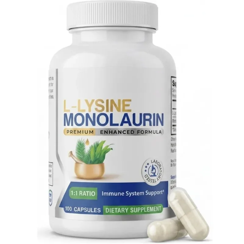 L-lizin HCl és monolaurin 1:1 arányú kapszula Immun Wellness Napi védekezés és egyensúly támogatás 600 mg, egyenként 100 Szám