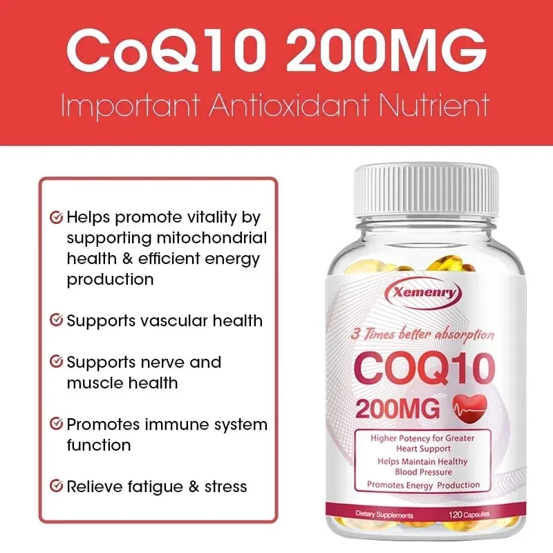 Coenzyme Q10 Κάψουλες 200mg -Παρέχουν Ενεργειακή Υποστήριξη Καρδιάς και Καρδιαγγειακής Υγείας Προάγουν το μεταβολισμό Αντιοξειδωτική