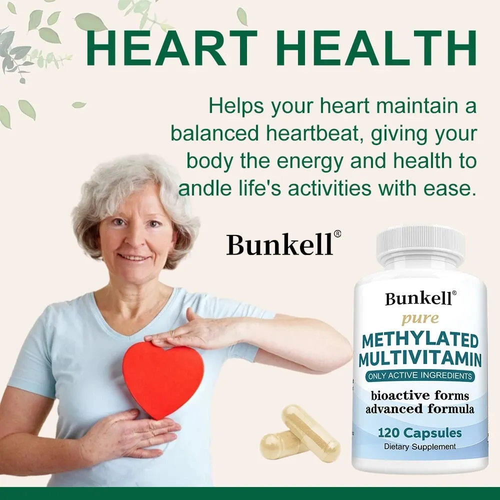 Nagy hatású metilált multivitamin-kiegészítő C D B12 vitaminnal az energia és a fókusz támogatására, valamint a szív egészségének megőrzésére — image 2