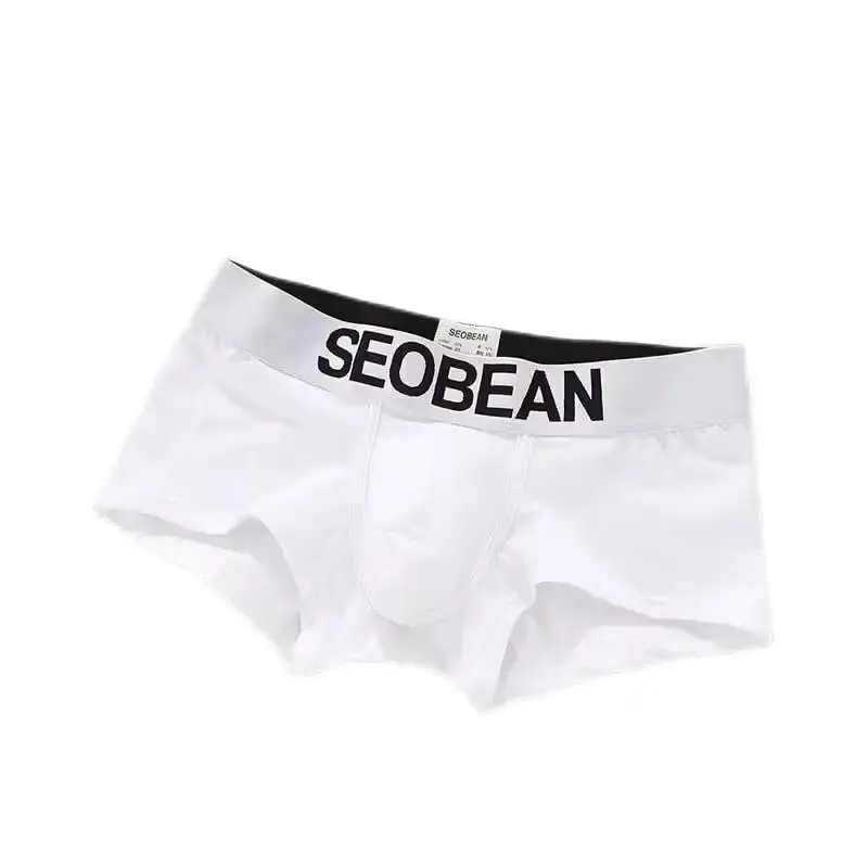 Cueca masculina de canto plano cintura baixa moda cor sólida u levantada slim fit respirável shorts — image 3