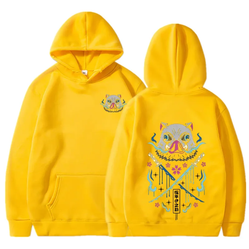 Inosuke anime hoodies das mulheres dos homens kimetsu não yaiba kawaii manga sweatshirts gótico harajuku com capuz pulôver casual streetwear