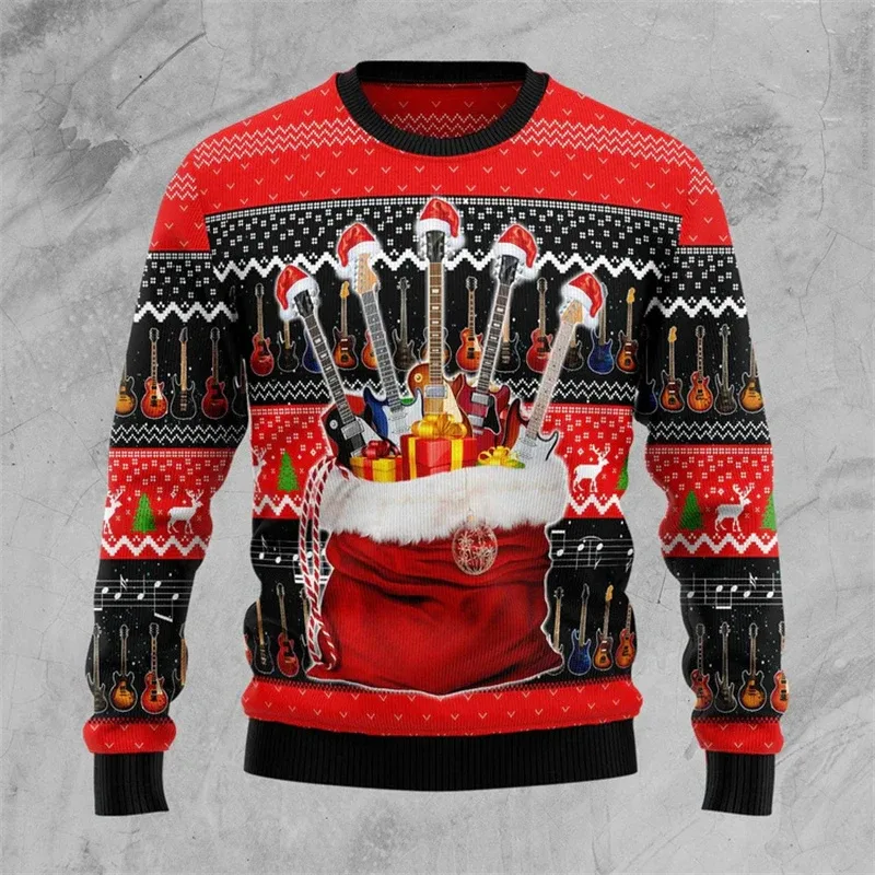 New 2026 Ugly Christmas Sweater Men Santa Claus Pattern Pullovers Women 2026 New Year Merry Christmas Crew Neck Sweatshirts