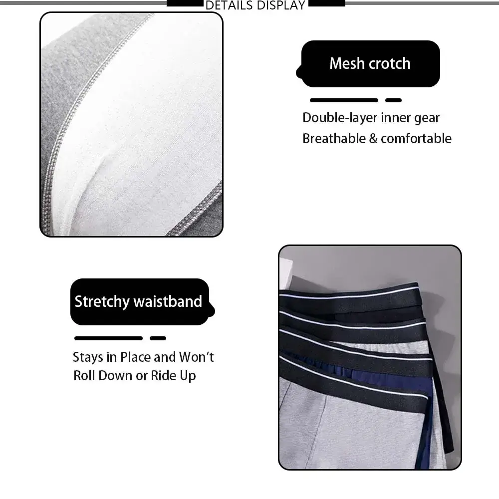 4/8Pcs Boxers Man Breathable Cotton Man Underwear Letter Waistband Men's Clothing Soft Touch Men's Briefs Plus Size Man Panties — image 3