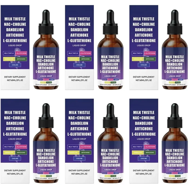 Milk Thistle Liquid Drops Choline Dandelion Artichoke L-Glutathione Herbal Wellness Supplement For Adult Use 60ml 2fl oz