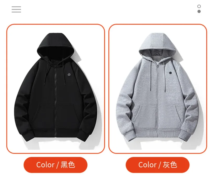 Hoodies de aquecimento usb masculino inverno elétrico aquecido hoodies jaquetas com zíper aquecido com capuz infravermelho 5 áreas de aquecimento jaqueta preto cinza — image 12