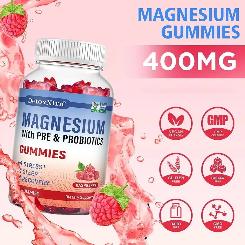 Magnesium Citrate Supplement Gummies with Prebiotics & Probiotics for Stress Sleep & Recovery - Vegan Gluten Free Non-GMO — image 7